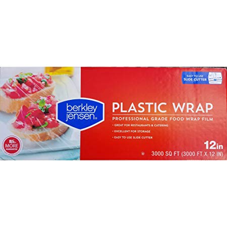 Berkley Jensen Professional Plastic Wrap with Cutter Slide 3000 Foot X 12 Inches Food Service Film