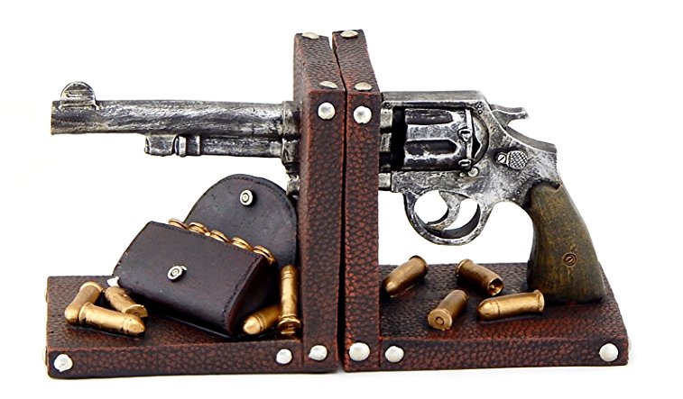 Decorative Bookends Gun Pistol Book End Black