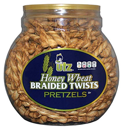 Utz Honey Wheat Braided Twists Pretzels, 56 oz Barrel