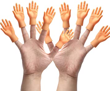 Yolococa Tiny Hands 10 Pieces Little Finger Puppets Mini Miniature Finger Hands with Left Hands and Right Hands Tiktok Toys (Patent Registered)