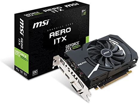 MSI GeForce GTX 1050Ti AERO ITX 4G OCV1 Graphics Card '4GB GDDR5, 1455MHz, mini ITX Design, DisplayPort, HDMI, DVI-D, Single Fan Cooling System'