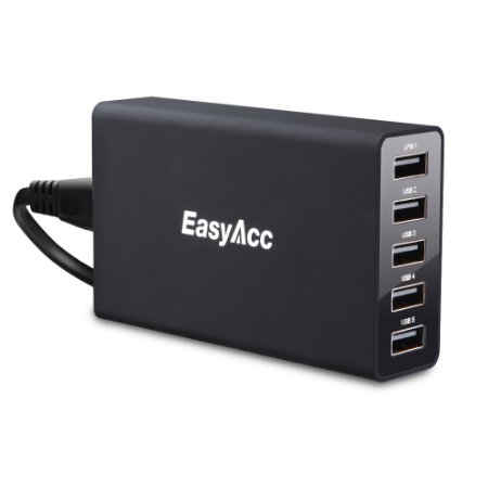 EasyAcc® 25 Watts (5V/5A) 5-Port Desktop Charger Wall Charger Multi Port USB Travel Charger