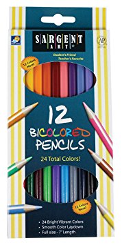 Sargent Art 22-7202 12-Count Bi-Colored Pencils Set