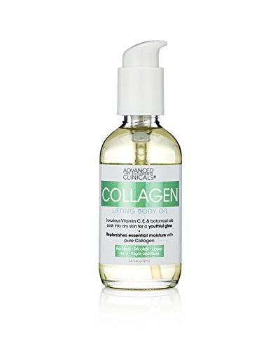 Advanced Clinicals Collagen Lifting Body Oil with Vitamin C, Vitamin E fo neck, decollete, upper arms, thighs. 4oz.