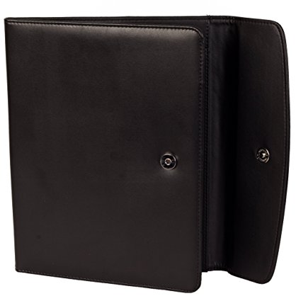 Resume Portfolio Padfolio Folder Organizer with Replaceable A4 Letter Size Writing Pad, Document Holder, Card Holder, Pen Holder and Snap Closure, Black