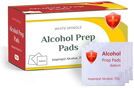 White Spindle 100 Alcohol Wipes | Large Sized Alcohol Wipes | Prep Pads Packed Individually