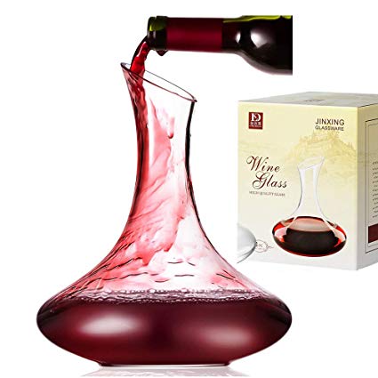 SJ Wine Decanter - 1800ml Hand Blown Lead-free Crystal Glass, Red Wine Carafe, Wine Gift, Wine Accessories