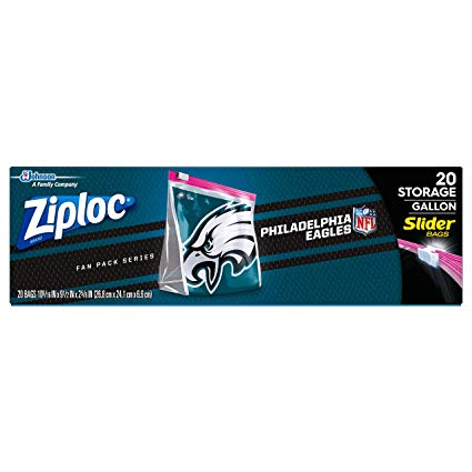 Ziploc Brand NFL Philadelphia Eagles Slider Gallon, 20 ct