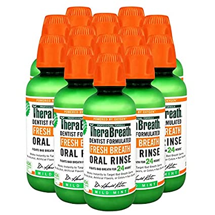 TheraBreath Fresh Breath Oral Rinse, Mild Mint, 16 Ounce Bottle (Case of 12)