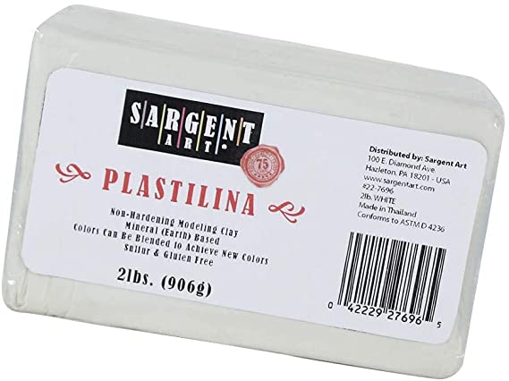 Packaging May Vary, White, Plastilina Modeling Clay, 2-Pound