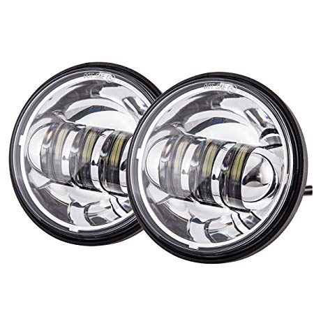 LX-LIGHT Dot approved 2 PCS Chrome 4.5 Inch Cree LED Passing Light LED Fog Lamps for Harley Motorcycles Auxiliary Light Bulb Motorcycle Projector Driving Lamp