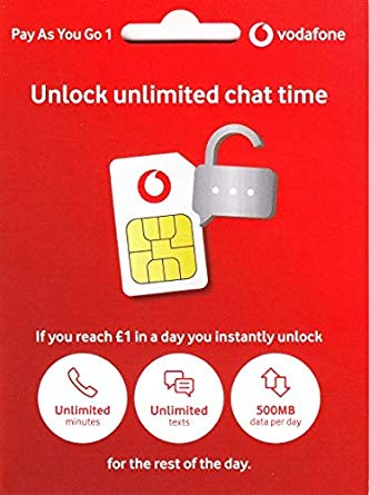 UK Vodafone SIM Card Fast 4G Data,Unlimited mins and Texts, Free Roaming in Europe