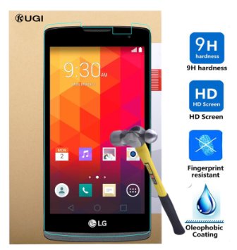 LG Leon Screen protector, KuGi ® Ultra-thin 9H Hardness Highest Quality HD clear Anti-Scratch/ Shatterproof / Anti-Fingerprint/ Water Premium Tempered Glass Screen Protector for LG Leon smartphone (For LG Leon, 1pcs)