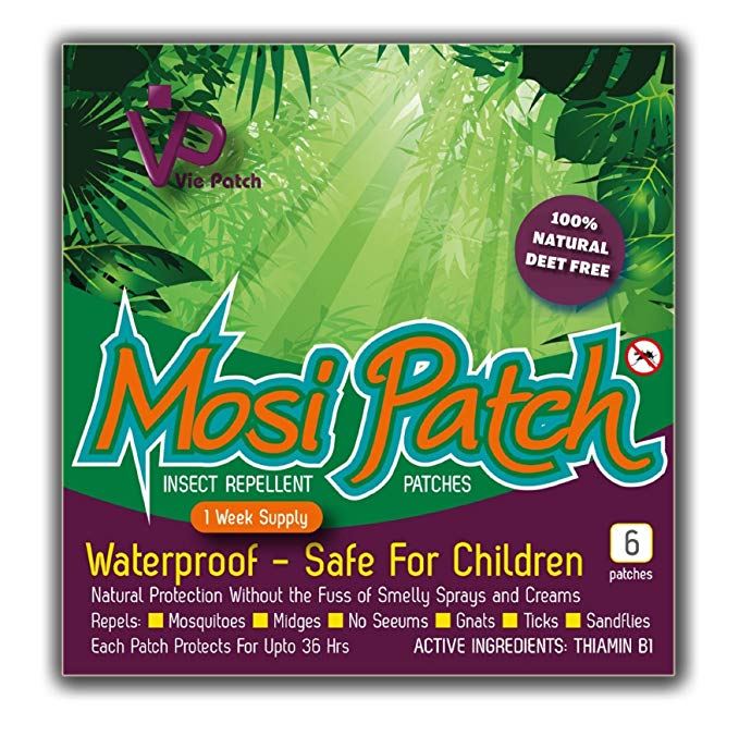 Mosi Patch - Anti Mosquito - 100% Natural Protection, Safe for Children, Waterproof. 6 Patches - 1 Week Supply