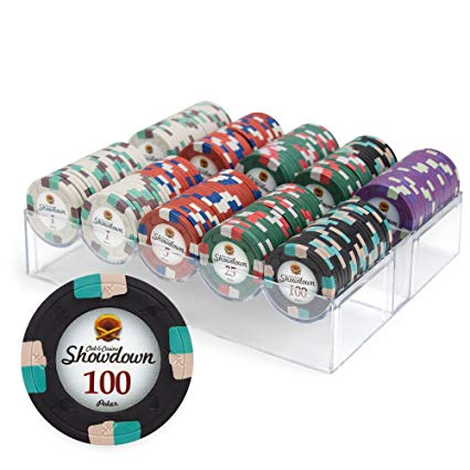 Claysmith Gaming 200ct Showdown Poker Chip Set in Acrylic Case with Lid, 13.5-Gram Heavyweight Clay Composite