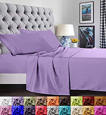 Elegant Comfort 1500 Thread Count Luxury Egyptian Quality Super Soft Wrinkle Free and Fade Resistant 4-Piece Sheet Set, Full, Lilac