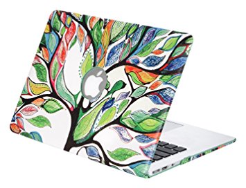 Mosiso PU Leather Coated Plastic Hard Case Cover for MacBook Air 13 Inch (Models: A1369 and A1466), Love Tree