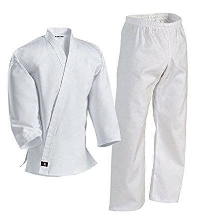 White Century Martial Arts Karate Uniform with Belt Light Weight Elastic Waistband & Drawstring for Adult & Children Size 000 - 7