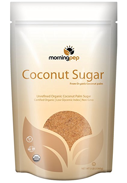 Morning Pep Coconut Palm Sugar USDA Certified Organic Gluten Free Non - GMO Certified Kosher, 3 lb, 48 oz