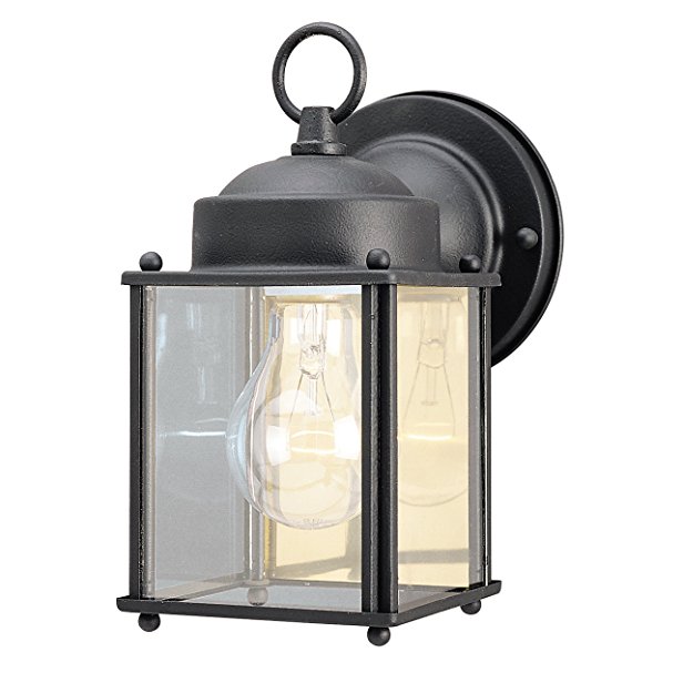 Westinghouse 6697200 One-Light Exterior Wall Lantern, Textured Black Finish on Steel with Clear Glass Panels