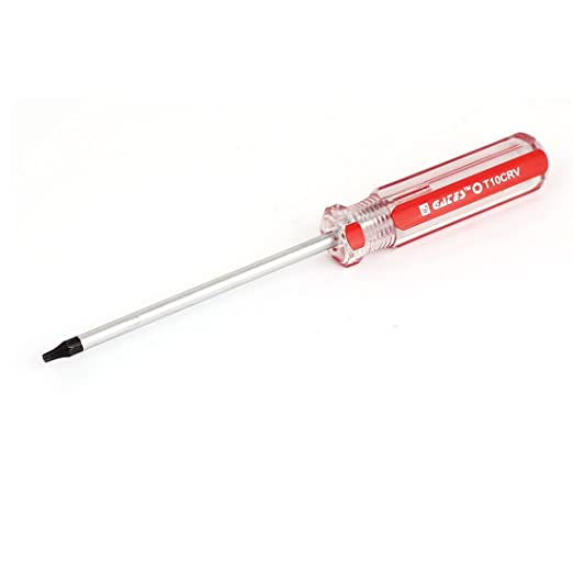 uxcell Torx Screwdriver, T10 Security Magnetic Star Screw Driver w 4" CR-V Shaft and Clear Red Handle