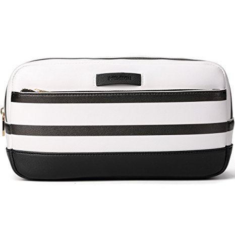 Toiletry Bag - Large Cosmetic Bag- Travel Kit Case - Premium Quality Leather Travel Makeup Bag