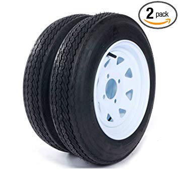 Roadstar 2 New Trailer Tires & Rims 4.80-12 480-12 4.80 X 12 12" 4 Lug Wheel White Spoke -P811