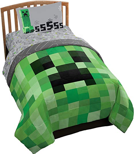 Jay Franco Minecraft Creeper 4 Piece Twin Bed Set