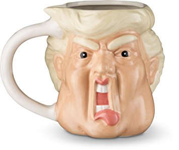 Decodyne Donald Funny Novelty Mug 20 Oz - Hand Painted Donald Trump Face Shape Ceramic Coffee Mug