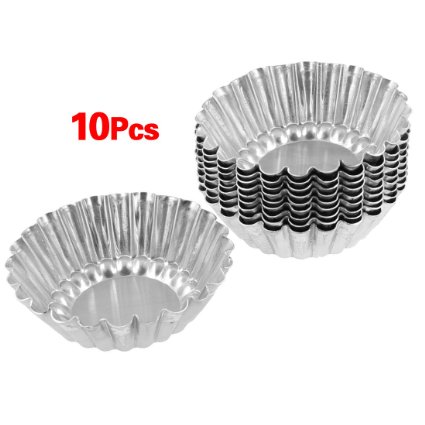 TOOGOO(R) Silver Tone Aluminum Egg Tart Mold Mould Makers 10 Pcs