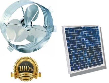Solar Gable Attic Fan, Brushless DC Motor, 10 Year Guarantee,  High Efficiency Blades,  Galvanized Steel Rust Prevention