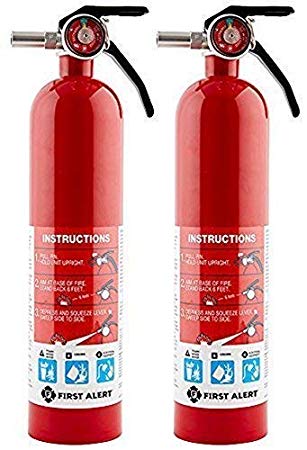 First Alert Rechargable Standard Home Fire Extinguisher, Red (2 Pack)