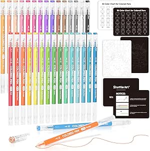 Shuttle Art Colored Pens, 30 Colors Cute Journal Pens 0.6mm Fine Point Colored Gel Pens for Black Paper Adult Coloring Writing Drawing Journaling Note Taking School Office Home