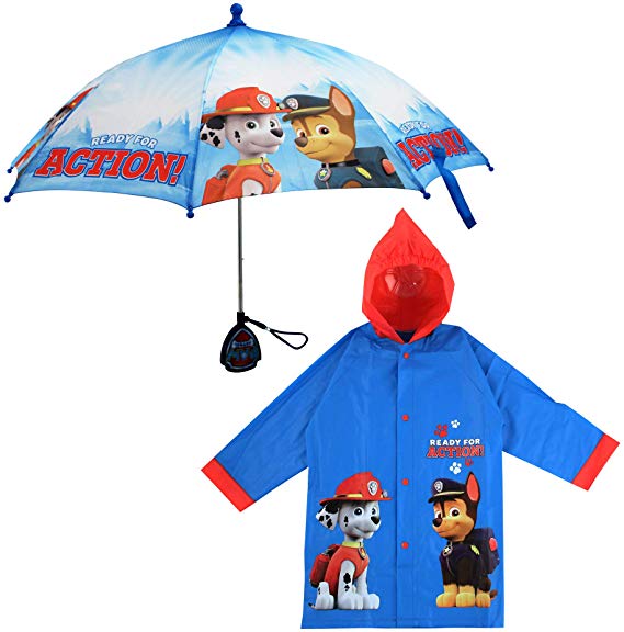 Nickelodeon Little Boys Paw Patrol Character Slicker and Umbrella Rainwear Set, Age 2-7