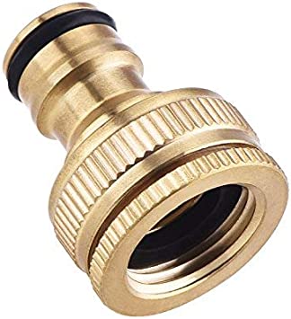 Brass Hose Tap Connector 1/2 Inch to 3/4 Inch, Garden Water Hose Thread Pipe Tap Faucet Adapter