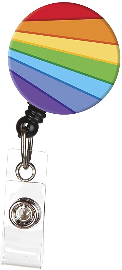 Rainbow Ripple Retractable ID Badge Reel with Swivel Clip