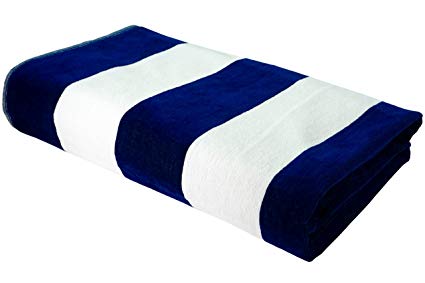 Beach Towel for Women Turkish Cabana Stripe 100% Cotton Soft Europe Quality (Navy)