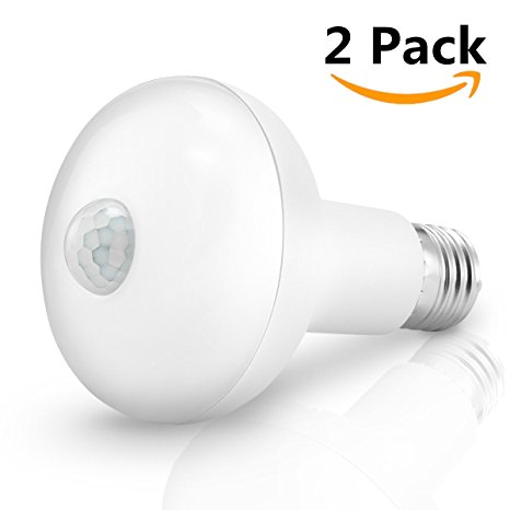 KINGSO Motion Light Bulb,E27 9W PIR Infrared Motion Sensor Detection Light PIR Bulb Lamp Auto Switch Stairs Night Lights Energy Saving for Security Decoration- 85-265V Warm White 2 Packs