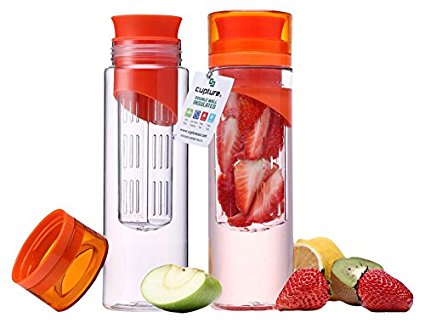 Cupture Fruit Infuser Water Bottle Made of Unbreakable Eastman Tritan, 24 oz, 2 Pack