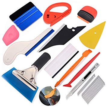 Ehdis 8 in 1 Car Window Film Tool Kit with Replaceable Handled Rubber Squeegee, Felt Edge Squeegee, Scraper 1