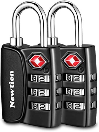 Newtion TSA Approved Luggage Locks 2Pack,Open Alert Indicator,3 Digit Combination Padlock Codes with Alloy Body for Travel Bag