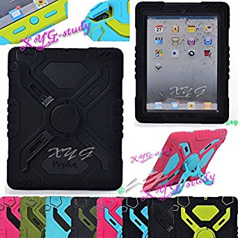 NEW Waterproof Shockproof Dirt Snow Sand Proof Extreme Army Military Heavy Duty Cover Case Kickstand for Apple iPad Mini 1/2/3 mini 3 2 1 @XYG (3-black/black)