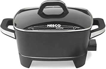 NESCO ES-12, Extra Deep Electric Skillet, Black, 12 inch, 1500 watts (Renewed)