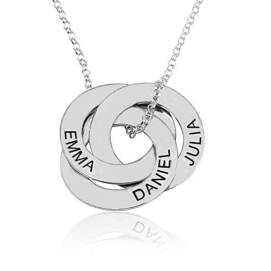 Russian Ring Necklace with Engraving - Personalized & Custom Made Gift for Mom