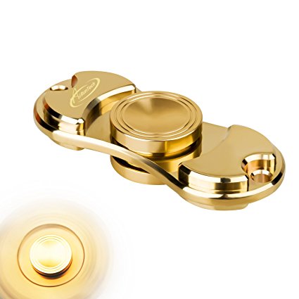 Pure Copper Fidget Spinner, AiRunTech Over 5 Minutes Brass Hand Spinner ADHD Fidget Toy, EDC Metal High Speed Spinner, Noiseless Spins for Relieving Anxiety, Stress and Boredom (Spinner01-Brass)