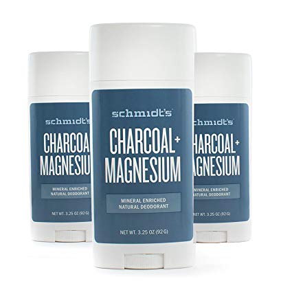 Schmidt's Natural Deodorant - Charcoal   Magnesium 3.25 Oz Stick (Pack of 3)