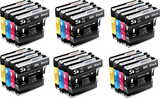 Sherman Inks and Toner Cartridges Compatible Toner Cartridge Replacement for Brother LC-71 ( Black,Cyan,Magenta,Yellow,Multicolor , 24-Pack )