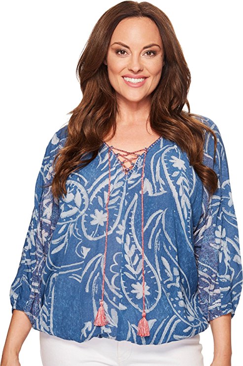 Lucky Brand Women's Plus Size Exploded Floral Peasant Top