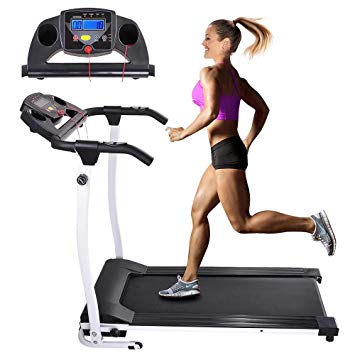 AW 1100W Folding Electric Treadmill Portable Power Motorized Machine Running Jogging Gym Exercise Fitness White