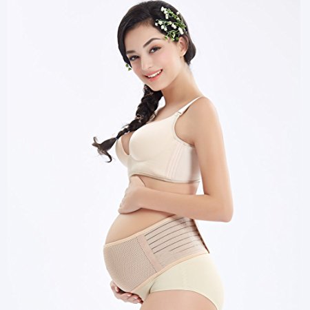 Maternity Belt,Pelvic Support Belt for Pregnancy,Belly Band,Abdominal binder,Lower Back Support,Hip & Waist (L/44 IN, Beige)